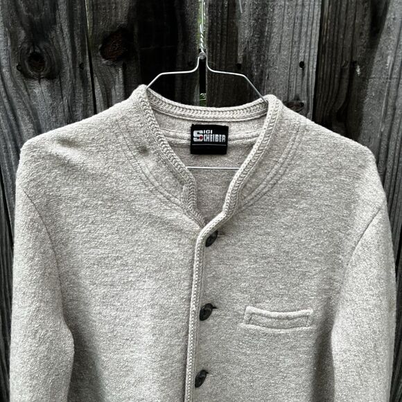 Vintage Sigi Scheiber Austrian Tyrol Wool Jacket Cardigan Khaki Metal Button - Picture 3 of 16